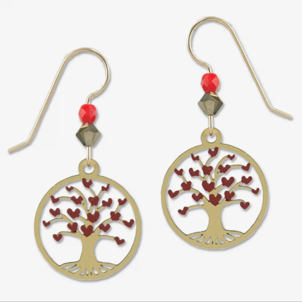 Nwt Sienna Sky Red Heart Tree Of Life Earrings French Hook